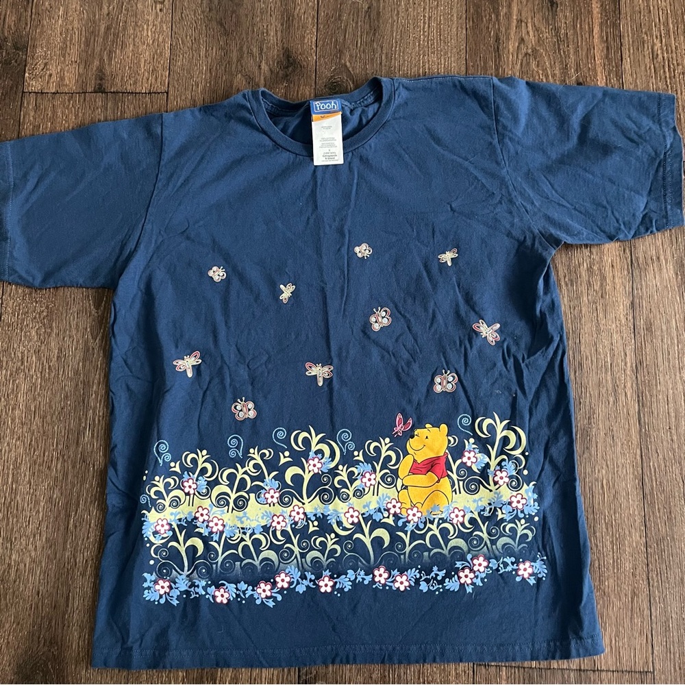 VTG Disney Winnie the Pooh butterfly floral garden character shirt 1X 14/16